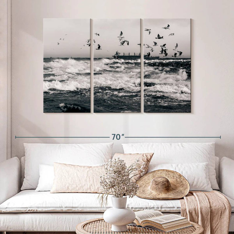 Seagulls In Stormy Weather, 32" H x 50" W