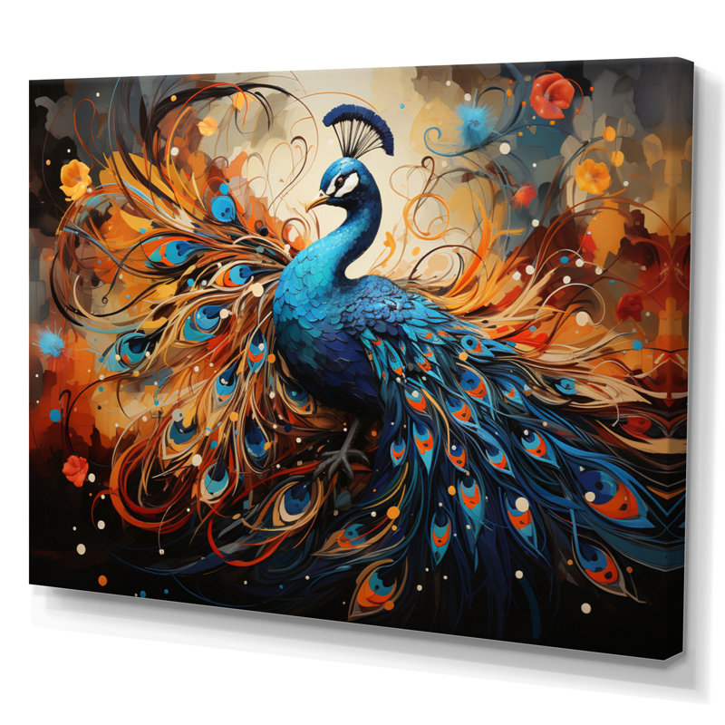 «Peacock Abstract Collage II», reproduction, Toile tendue, H 30 po x l 40 po x P 1,5 po