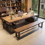 Bureau rectangulaire brun et noir en bois massif et fer-708305349