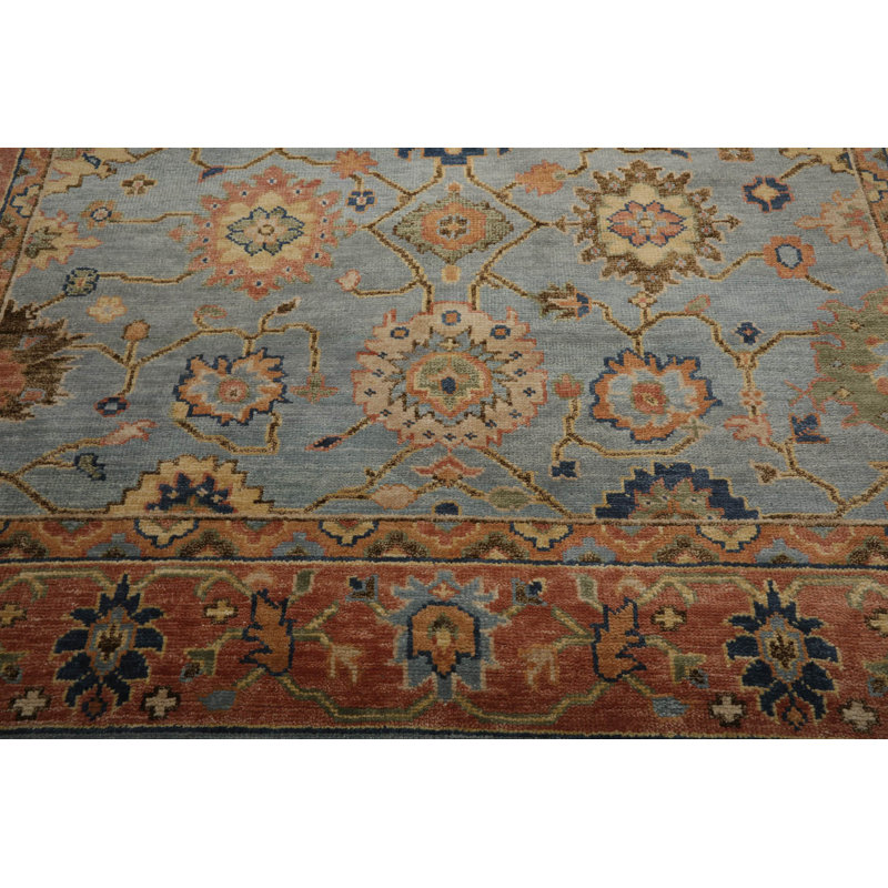 Tapis oriental oriental en laine noué à la main Oushak 9 po 1 po x 12 po x 2 po Oushak, couleur rouille