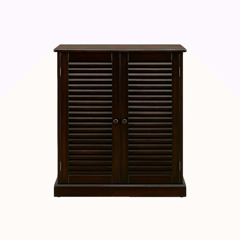 Shoe Cabinet With 5 Shelves And Louvered Doors, Espresso