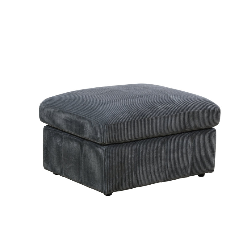 76" Wide 3- Piece Premium Corduroy Reversible Modular Living Room Sofa With Ottoman, Dark Gray Corduroy