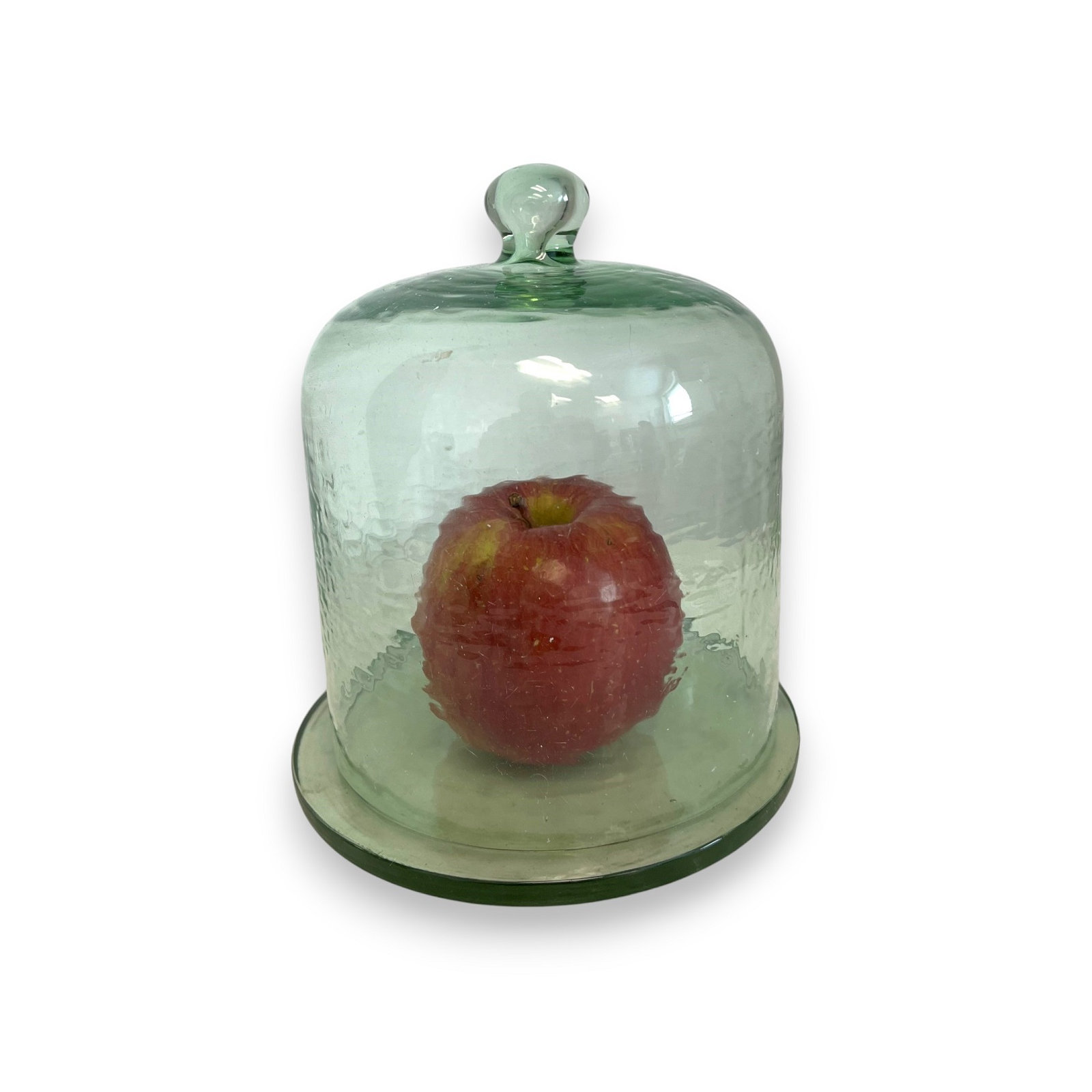 Cake Recycled Glass Dome W/Plate, 6.75" x 6" x 6", Light Green