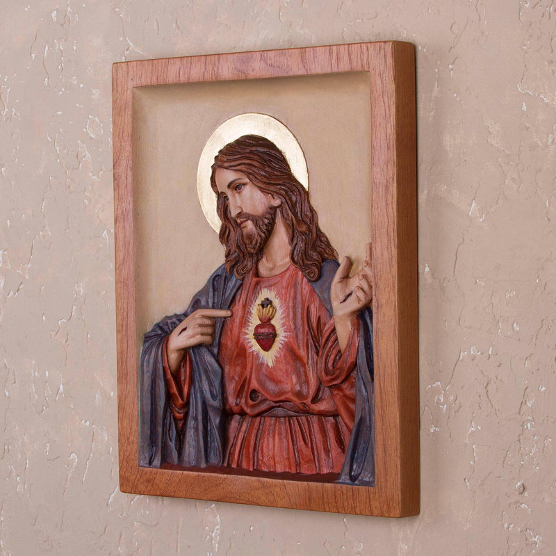 Décoration murale à panneau en relief cèdre divine cardiaque