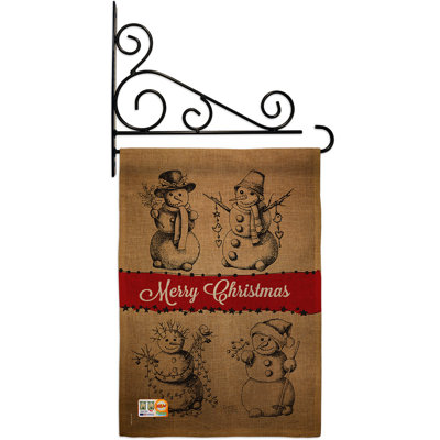 En toile jute 2 côtés de bonhomme de neige bonhomme de neige 19 po x l 13 po ensemble de drapeau