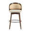 Tabouret de bar d'intérieur en bois Como, finition noyer avec revêtement beige, ensemble de 2