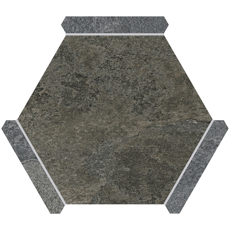 Aureole 8,66 po X 9,84 po Carreau hexagonal brun et gris mat en porcelaine mate et grise (8,07 pieds carrés / caisse) - 18 feuilles