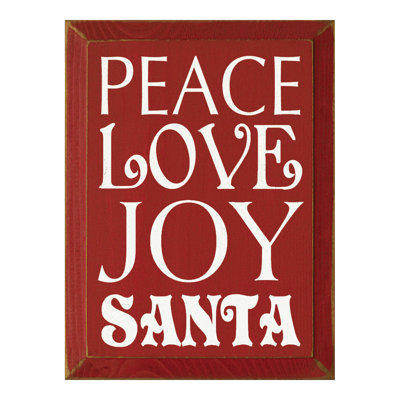 « paix-love-joy-père noël », art textuel sur bois