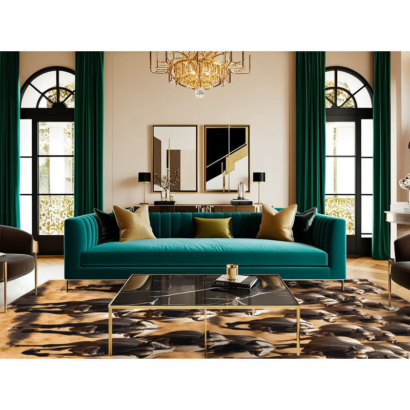 Washable Wildebeest Wildlife Area Rug, Round 8'