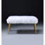 Banc rembourré en fausse fourrure blanche