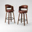 Tabourets de bar pivotants de 66 cm (26 pouces) avec pieds en bois massif et assise en polyuréthane