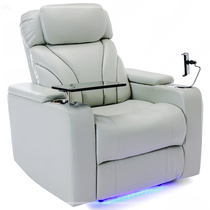 Fauteuil inclinable électrique Power Motion avec port de charge USB, Similicuir gris pâle