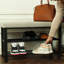 Black Metal Shoe Bench with Teddy Boucle Padded Seat | 2-Tiered Shoe Rack L81.5 W33 H50 cm-94544517