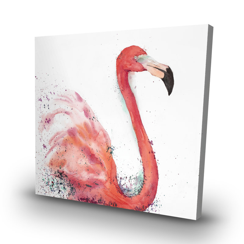 Splashing flamingo - 32"x32" art on canvas