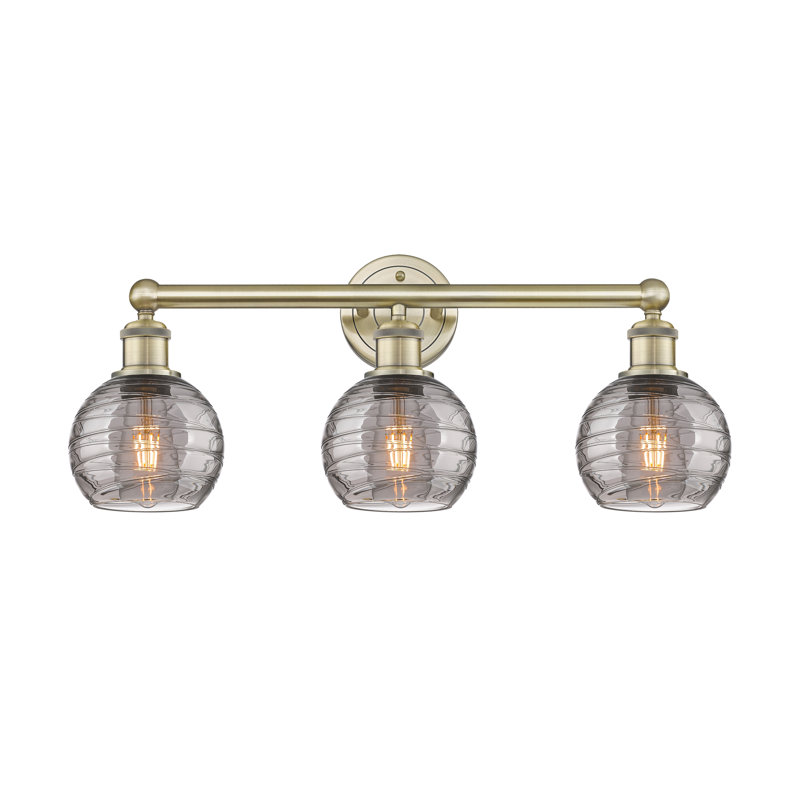 Cambria 3 - Light Dimmable Vanity Light, Antique Brass, Light Smoke