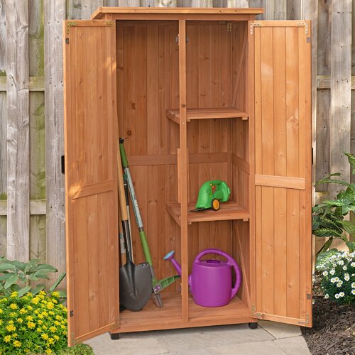 Leisure Season 3 ft. W x 2 ft. D Solid Wood Vertical Tool Shed ...
