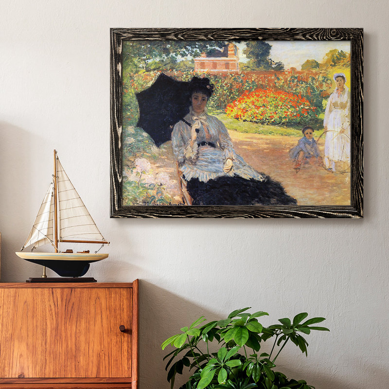 Camille Monet dans le jardin, 1873, peinture sur toile encadrée, Noir, H 18 po x l 26 po x P 1,5 po