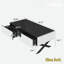Table basse rectangulaire à miroir avec 2 tiroirs, base en métal et plateau noir ultrabrillant