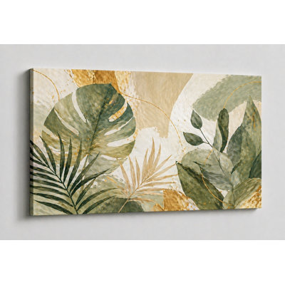 Grande feuille de sauge vert tropical art mural botanique Monstera Palm minimaliste Nature Decor pour salon chambre bureau 24 x 36 pouces, reproduction sur toile - prêt à accrocher
