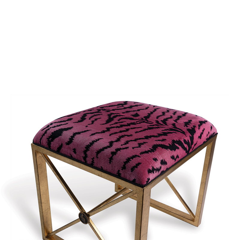 Medallion Upholstered Utility Stool,  Gold