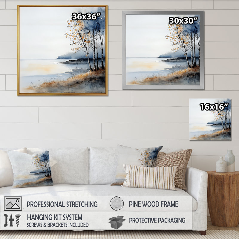 Minimalist Beach At Dawn I - plage et océan, reproduction sur toile, H 30 po x l 30 po, Doré