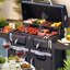 Barbecue au charbon 37,8 po à deux zones avec plateaux à charbon réglables et 2 tables d'appoint pliables