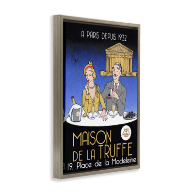 Art mural rétro sur toile flottante, truffes et champagne, design par Jean-Pierre Got