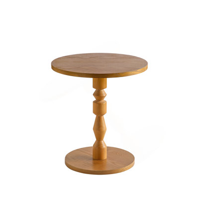 Round Side Table with MDF Tabletop, Wood Spindle Leg Light Oak Living Room Table