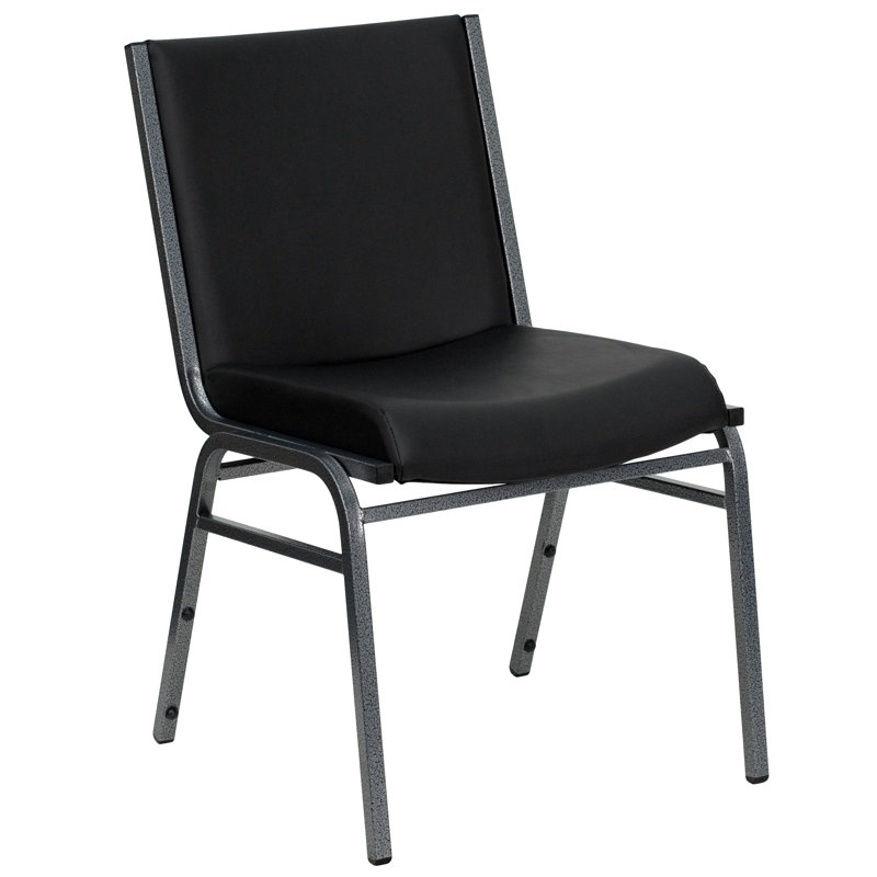Chaise empilable en vinyle avec supports de fixation Oliverson, Gris, Noir