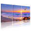 Abstrait, coucher de soleil, mouettes, ciel, océan, vagues, roches, ensemble de 3 impressions sur toile-795003401