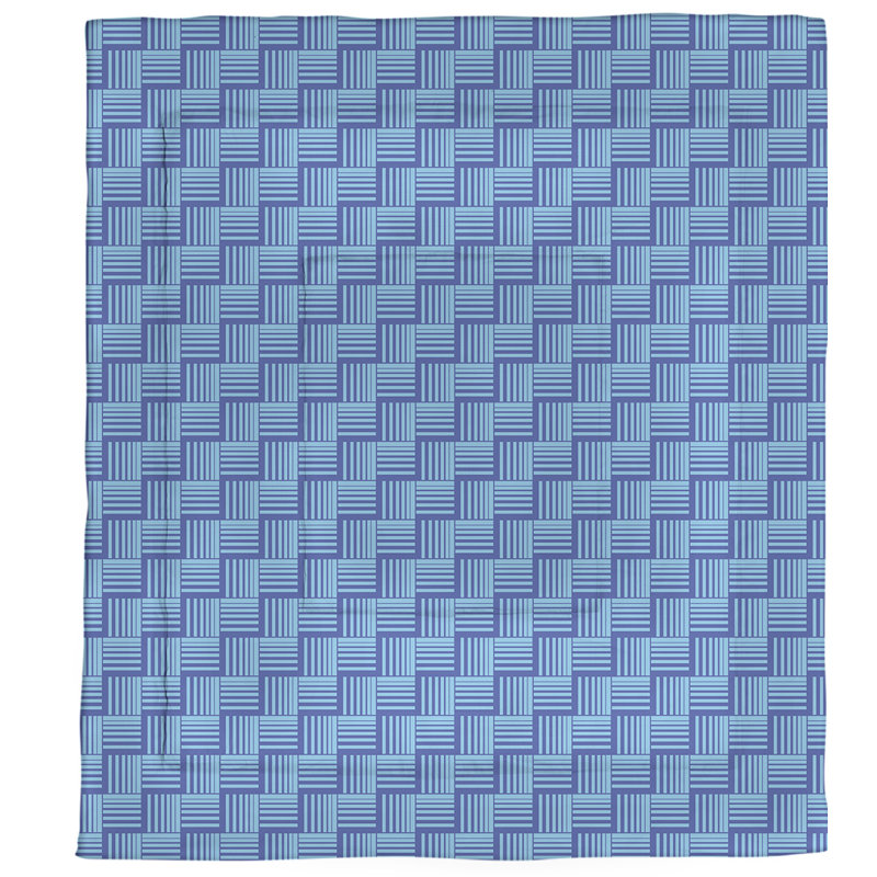 Édredon réversible en microfibre Dana Strider, Édredon simple, Bleu / bleu sarcelle géométrique 1