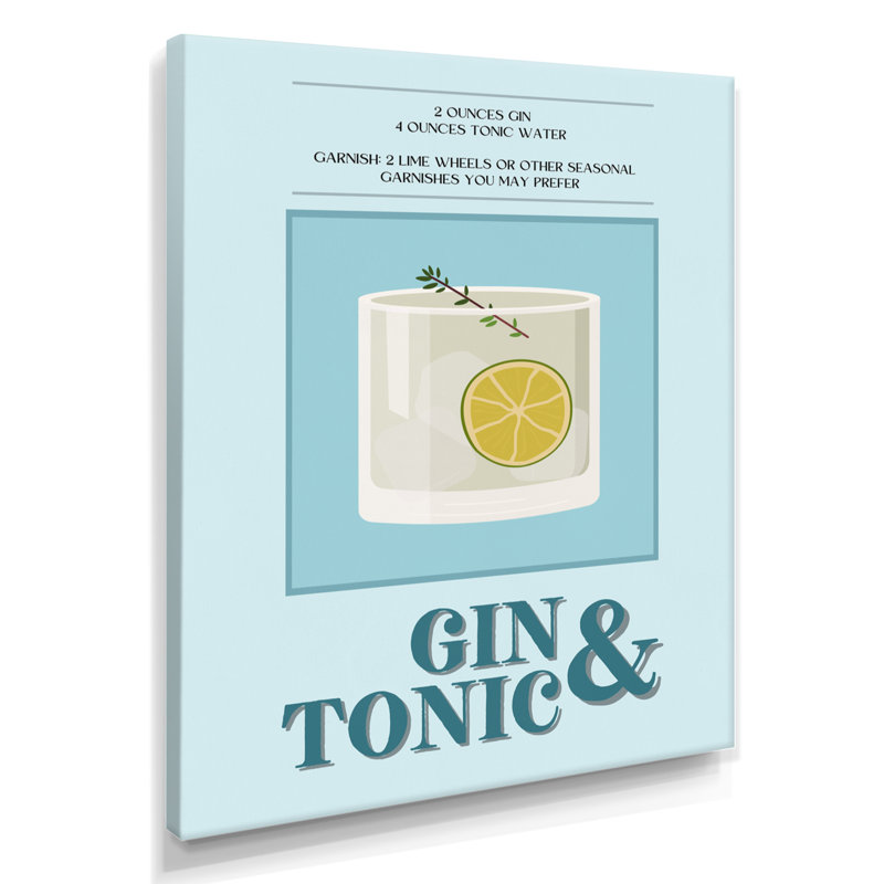 «Gin & Tonic On The Rocks Highball Cocktail II», art mural cocktails, Toile tendue, H 40 po x l 30 po x P 1,5 po