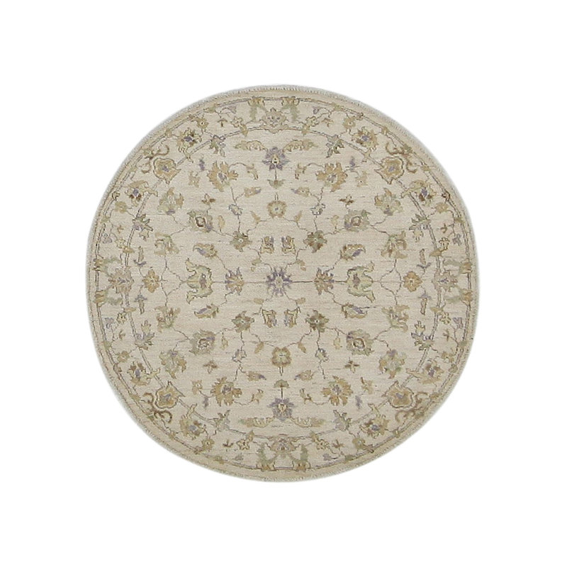 Daugherty Hand Knotted 4x4 Ivory Round