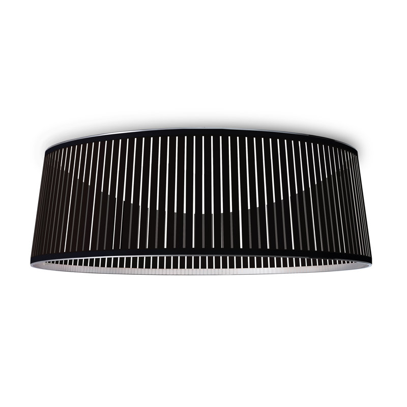 Luminaire suspendu tambour simple à 1 lumière Solis, Noir, H 12 po x l 36 po x P 36 po