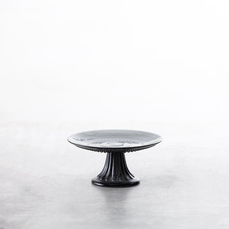 Storm Gray Glass Round Pedestal Cake Stand