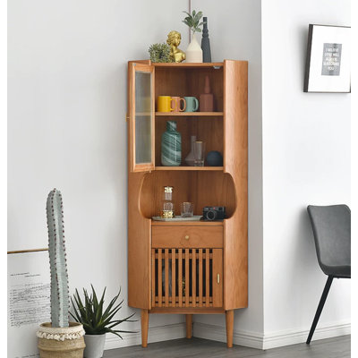 16.93" Brown Corner Solid Wood Display & China Cabinets