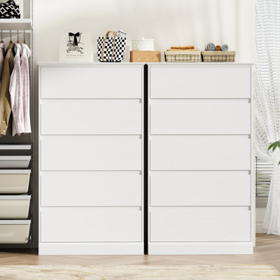 5 Drawer Bedroom Dresser 27.6" W Wood Modern Drawer Dresser (Set Of 2) by Wade Logan