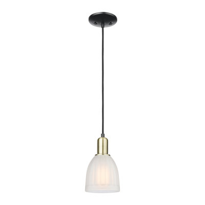 Arcadia - Brookfield - 1 Light 6" Cord Hung Mini Pendant - Black Antique Brass Finish - White Shade