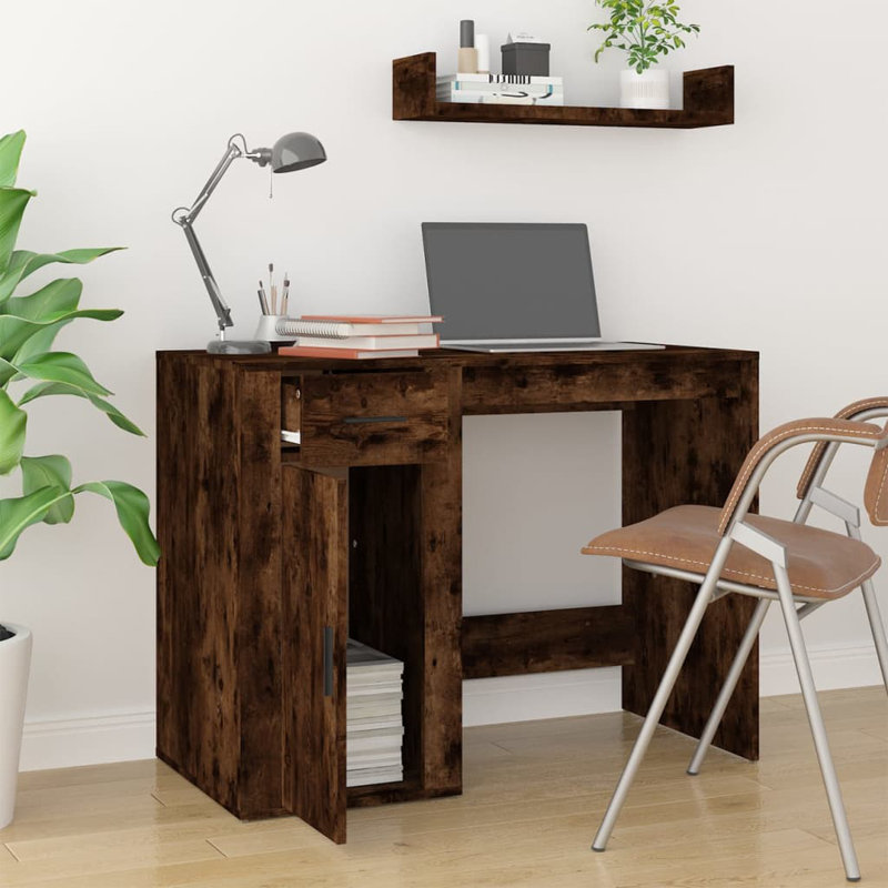 Desk 100X49x75 Cm Engineered Wood, Smoked Oak