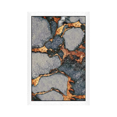 Gemstone and Gold - Grey 1 Piece Floater Frame Wall Art on Canvas