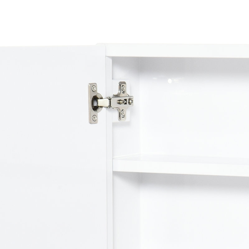 Armoire de salle de bain en acier 24 po x 22 po avec portes doubles et miroir pour raser les lèvres, cadre de rangement blanc