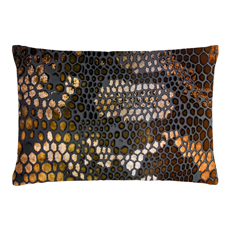 Snakeskin Square Velvet Pillow Cover & Insert, Square  22"H x 22"W, Copper Ivy