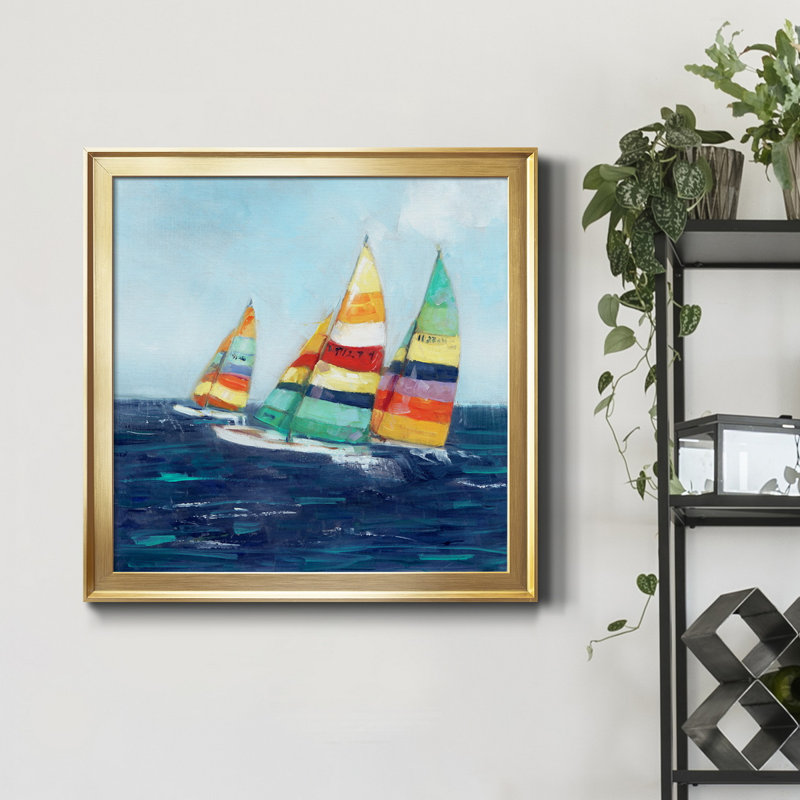 Wind Wind - Peinture sur toile encadrée, H 17,5 po x l 17,5 po x P 1,5 po, Toile encadrée dorée