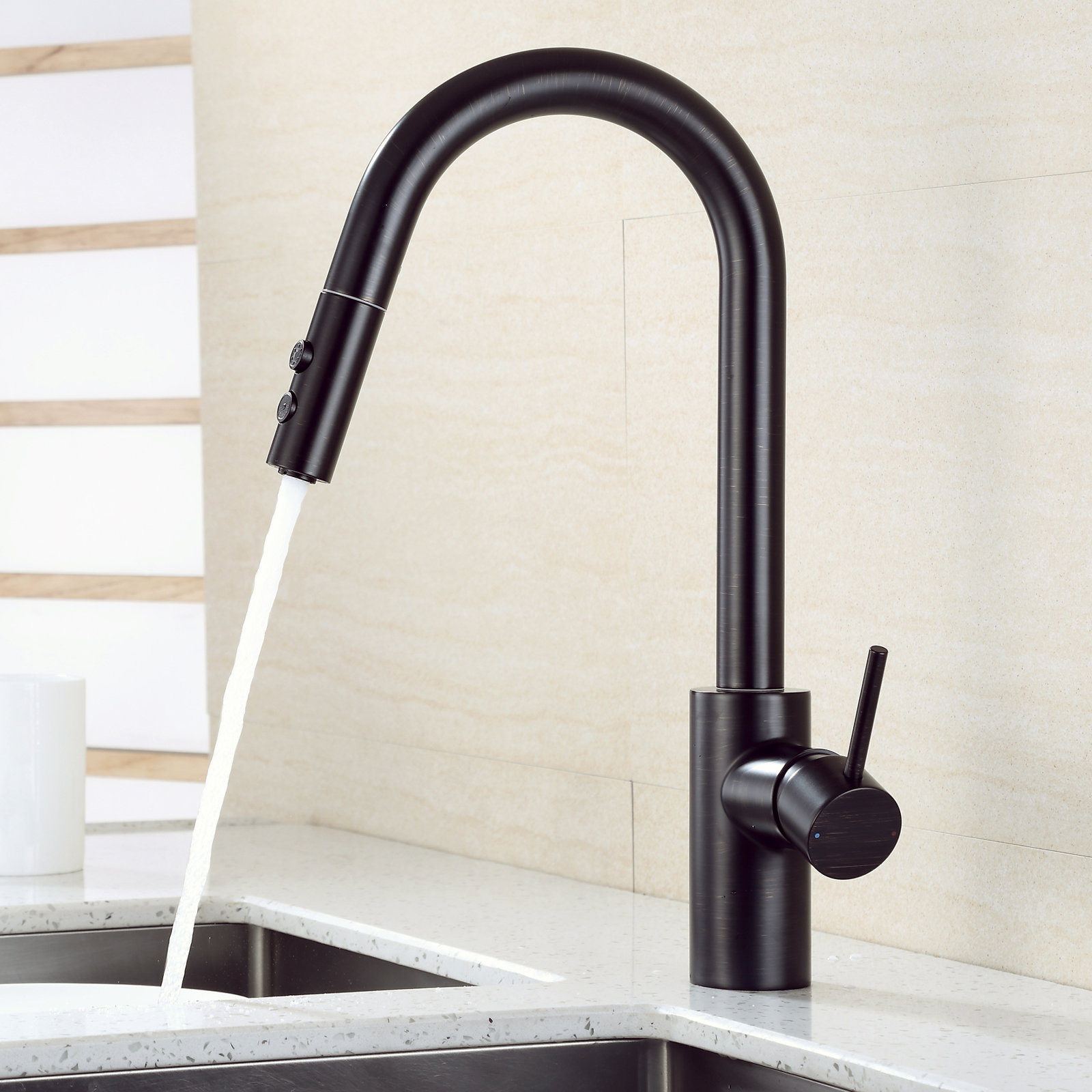 Pull-Down Kitchen Faucet with Accessories, Oil Rubbed Bronze