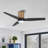 52 In. 3 Solid Wood Blades Flush Mount Ceiling Fan With Led Light-2075684676-2074865944