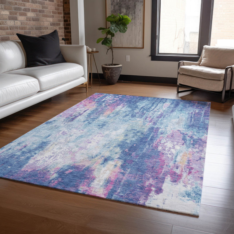 Tapis intérieur / extérieur bleu Verentha, 9 pi x 12 pi