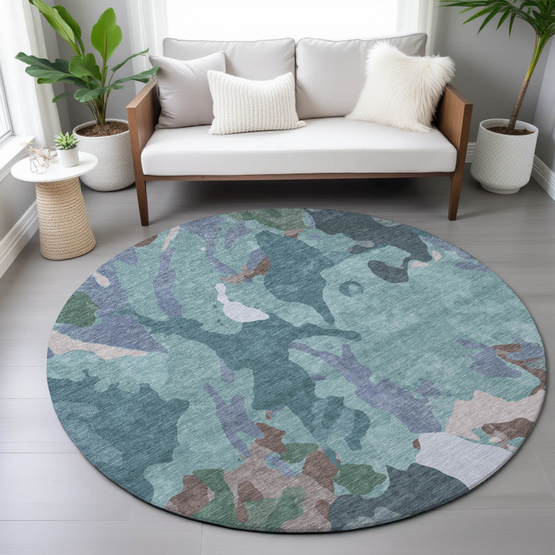 Machine Washable Indoor/Outdoor Oden ACN2161 Modern Rug, Rond 8 pi
