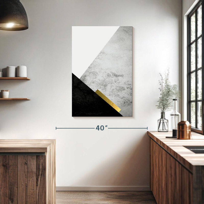 Avery Black Grey Gold Mountains II, 39" H x 26" W