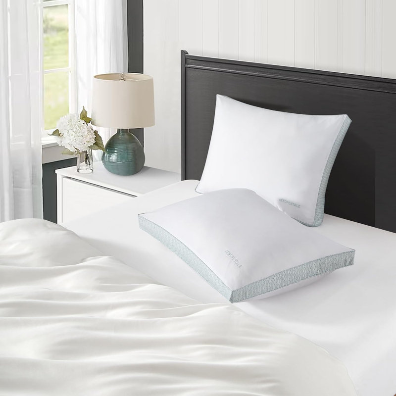  Chevron Printed Gusset Bed Pillow Set Of 2, Standard