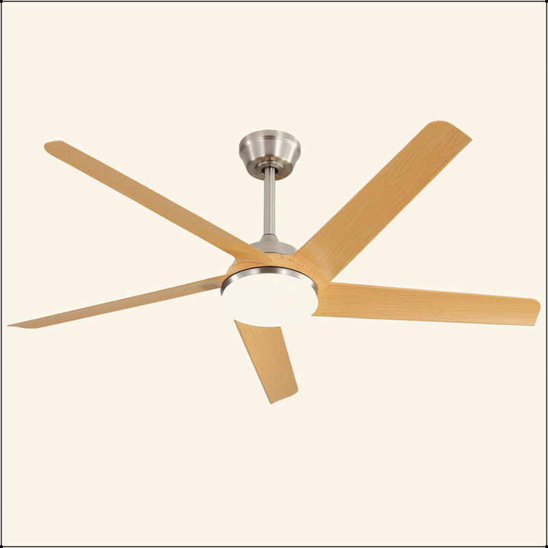 Ventilateur de plafond moderne de 52 pouces avec lumière DEL à intensité variable et télécommande 5 pales en ABS 3 couleurs